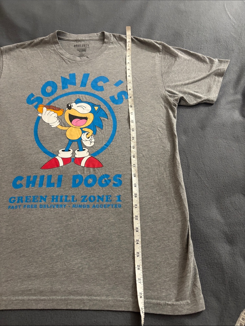 BoxLunch Sonic’s Chili Dogs Graphic T-Shirt Gray Men’s Large Sega Sonic - Picture 4 of 6